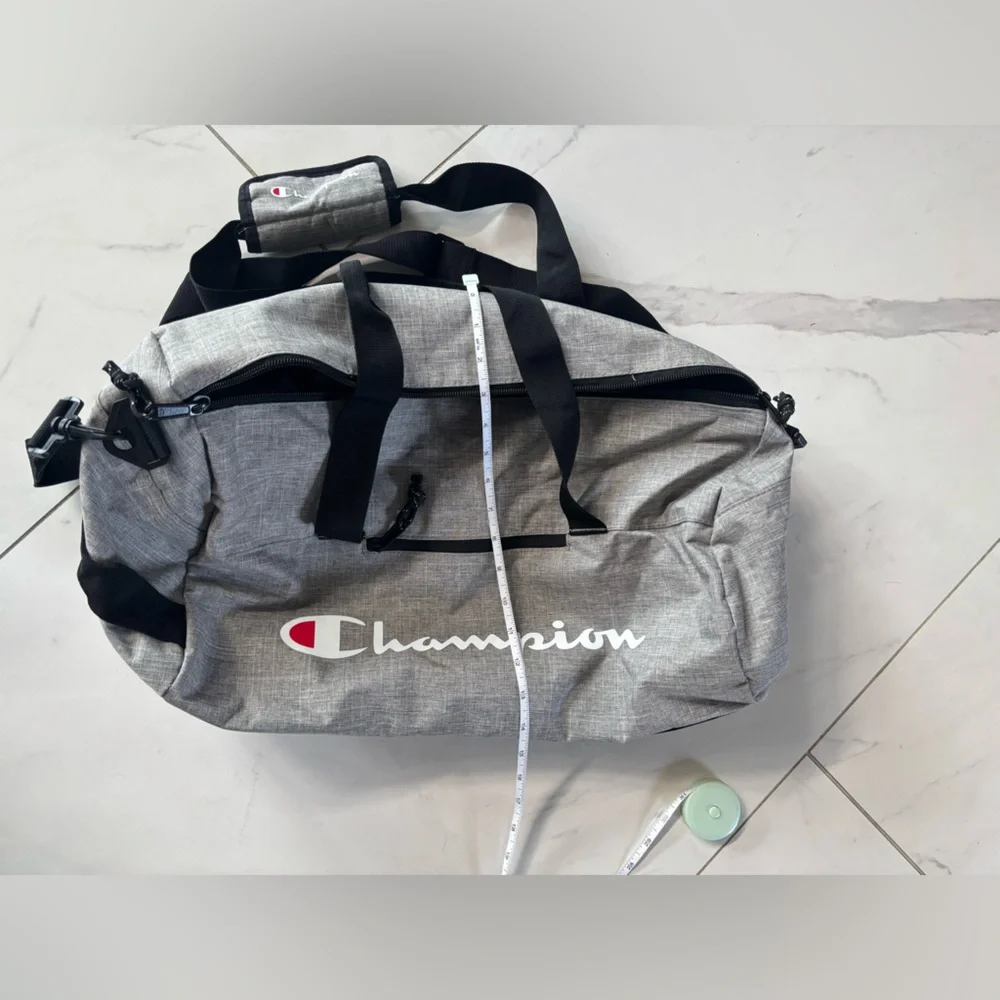 Champion Gray & Black Duffel Bag with Logo